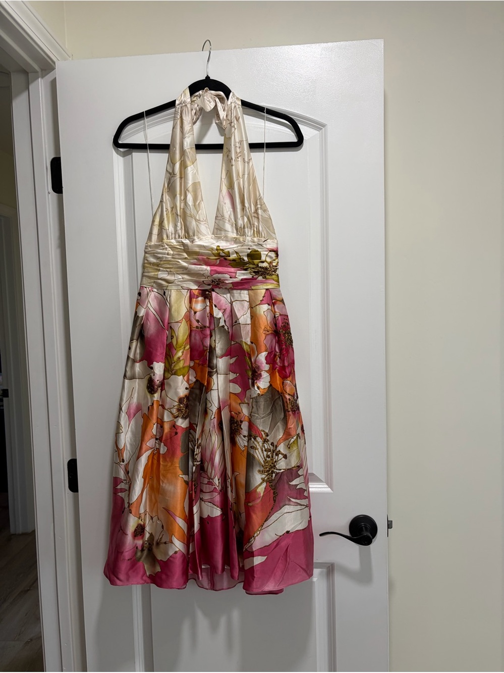 Adrianna Papell Occasions Silk Halter Floral Dress.
